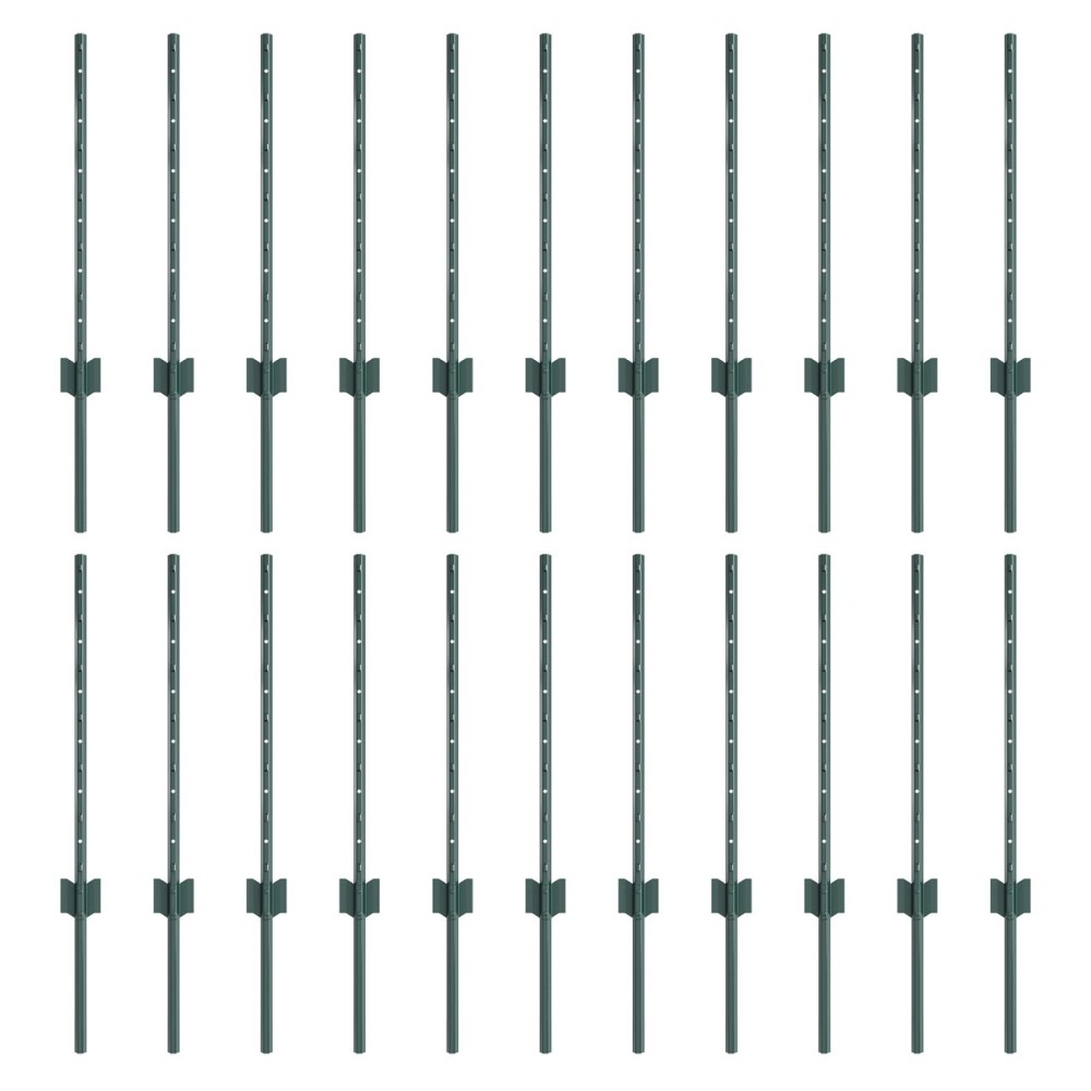 vidaXL Stâlpi de gard argintii 22 pcs Verde Înălțime de 150cm. Oțel
