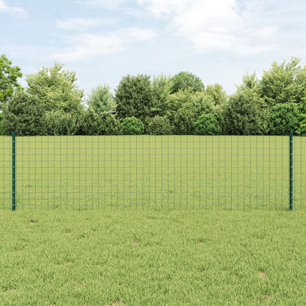 vidaXL Stâlpi de gard argintii 22 pcs Verde Înălțime de 150cm. Oțel