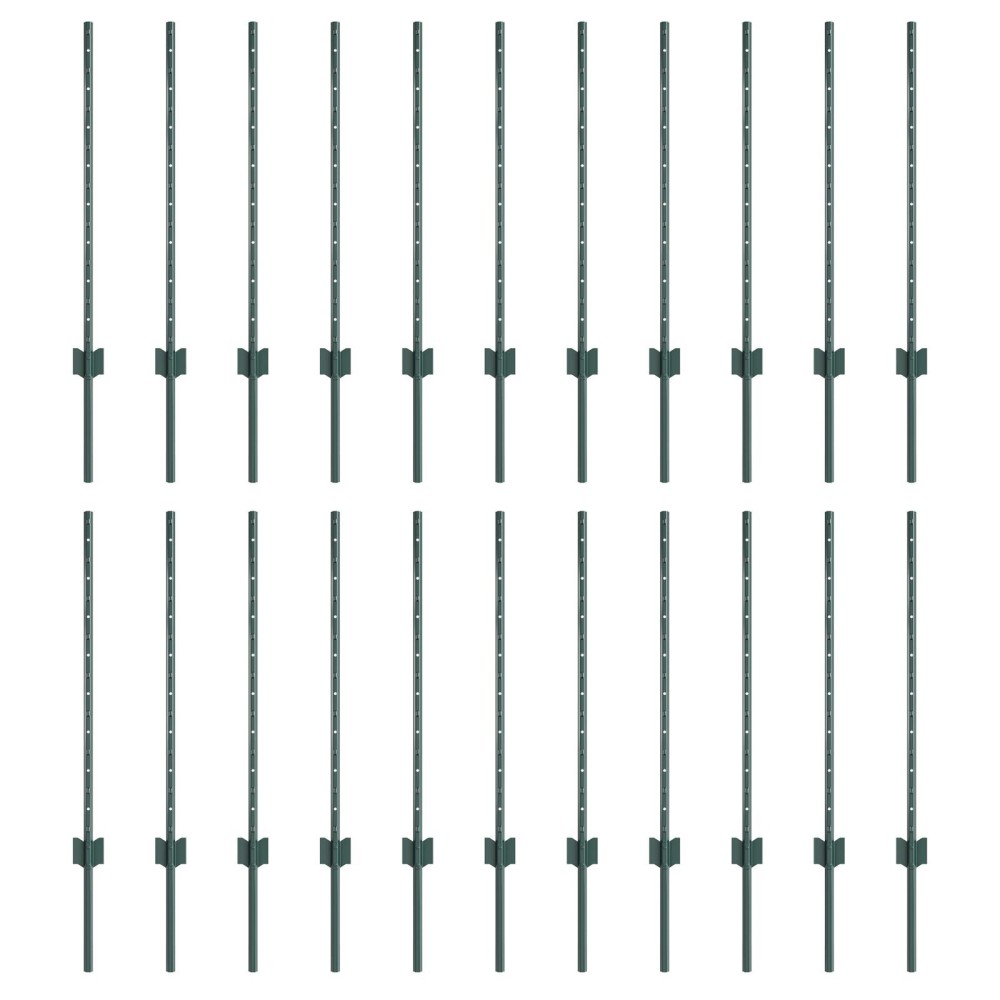 vidaXL Stâlpi de gard argintii 22 pcs Verde Standard Metal