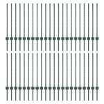 vidaXL Stâlpi de gard argintii 44 pcs Verde 100 x 0.8 cm. Oțel