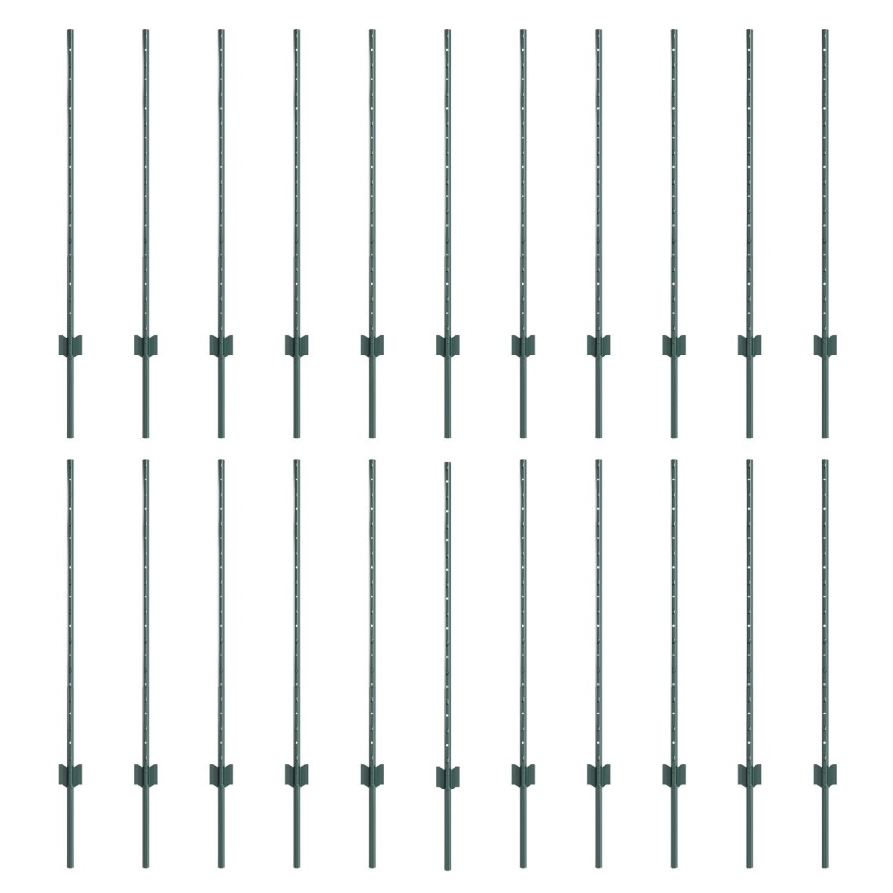 vidaXL Stâlpi de gard argintii 22 pcs Verde 50 x 1 m Metal