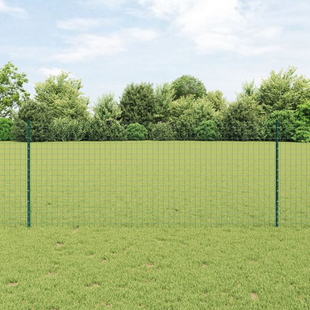 vidaXL Stâlpi de gard argintii 22 pcs Verde 50 x 1 m Metal