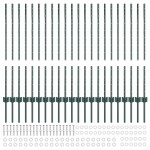vidaXL Stâlpi de gard argintii 22 pcs Verde 50 x 1 m Metal
