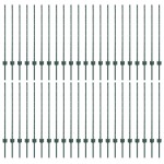 vidaXL Stâlpi de gard argintii 44 pcs Verde 100 x 1 m