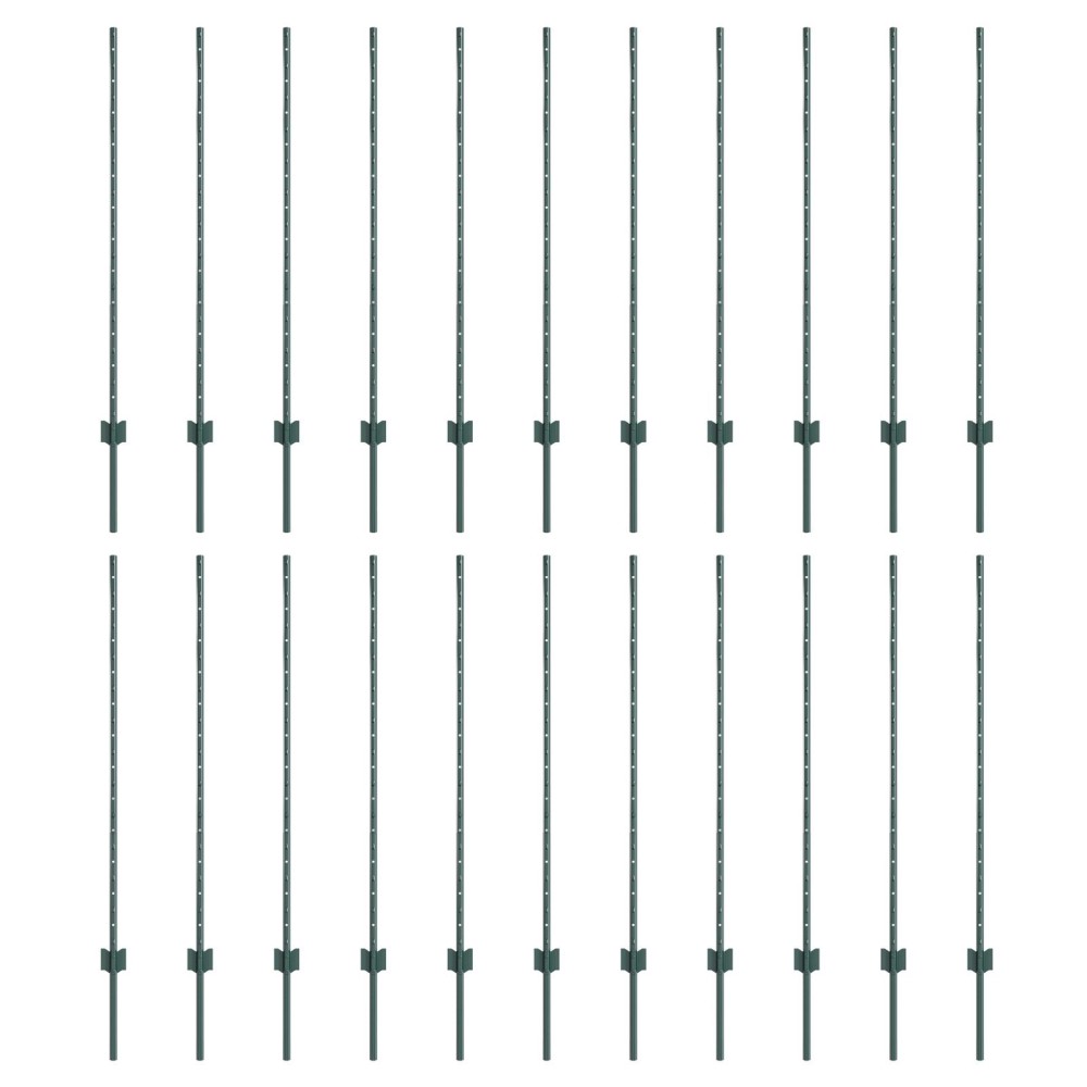 vidaXL Stâlpi de gard argintii 22 pcs Verde mare Metal
