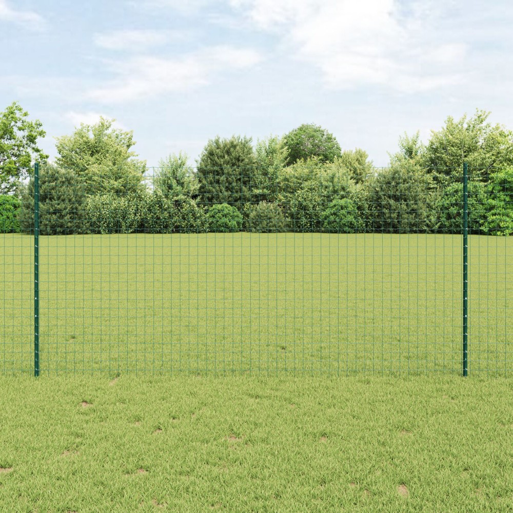 vidaXL Stâlpi de gard argintii 22 pcs Verde mare Metal