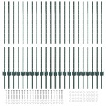 vidaXL Stâlpi de gard argintii 22 pcs Verde mare Metal