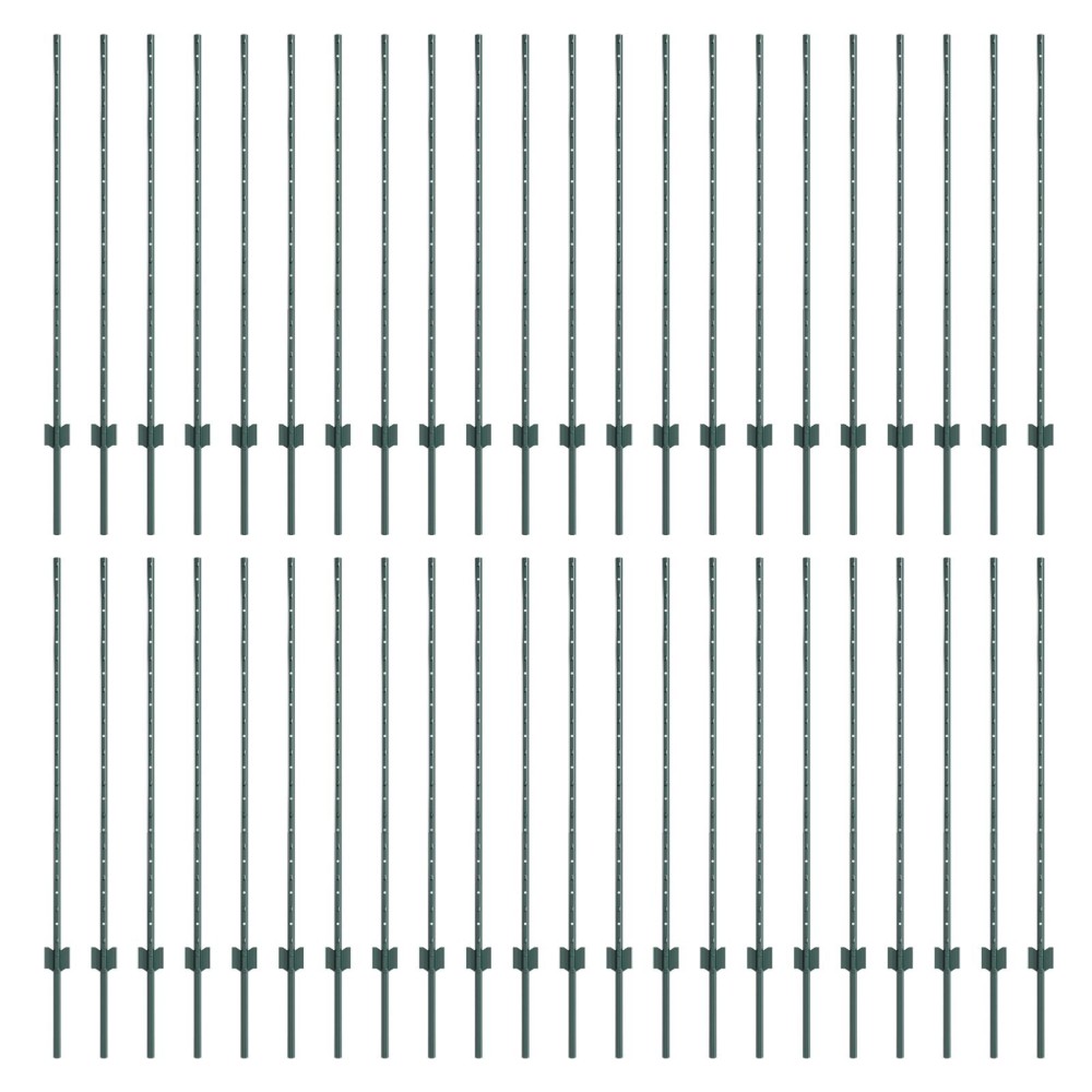 vidaXL Stâlpi de gard argintii 44 pcs Verde Oțel vopsit electrostatic