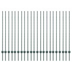 vidaXL Stâlpi de gard argintii 22 pcs Verde 50 m x 1.4 m. Oțel