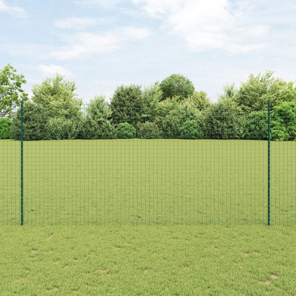 vidaXL Stâlpi de gard argintii 22 pcs Verde 50 x 1,5 m Metal