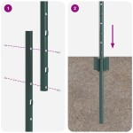 vidaXL Stâlpi de gard argintii 22 pcs Verde 50 x 1,5 m Metal vidaXL Stâlpi de gard argintii 22 pcs Verde 50 x 1,5 m Metal