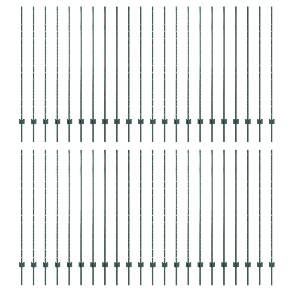 vidaXL Stâlpi de gard argintii 44 pcs Verde 100 x 1.5 m Metal
