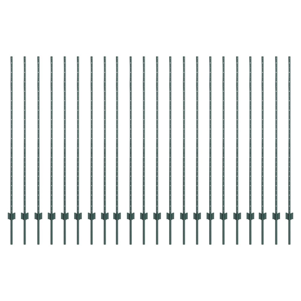 vidaXL Stâlpi de gard argintii 22 pcs Verde Standard Oțel