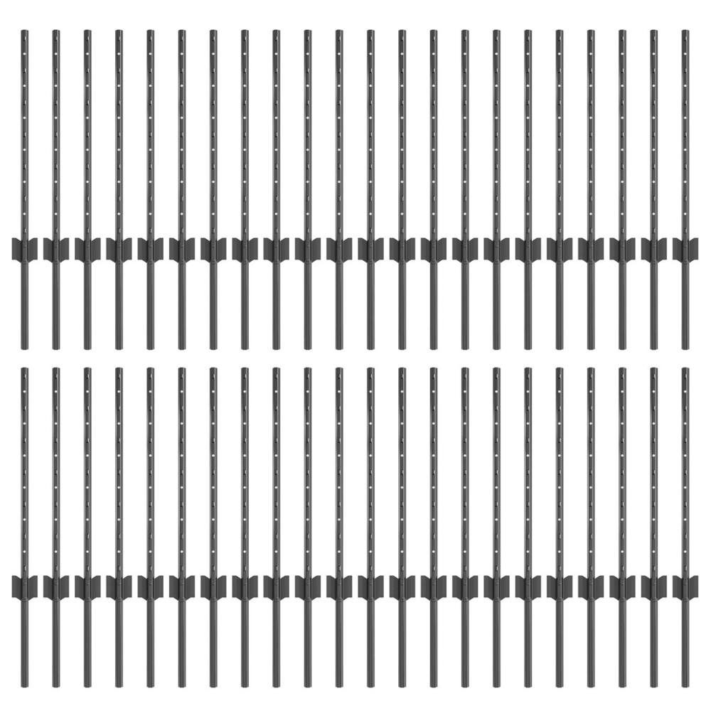 vidaXL Stâlpi de gard argintii 44 pcs Gri 100 x 0.6 m