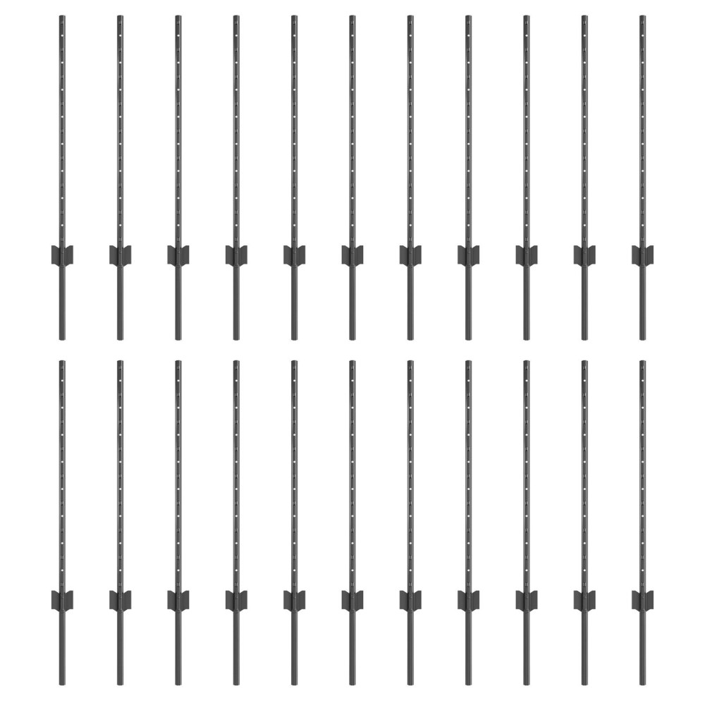 vidaXL Stâlpi de gard argintii 22 pcs Gri 50 x 0.8 m Metal