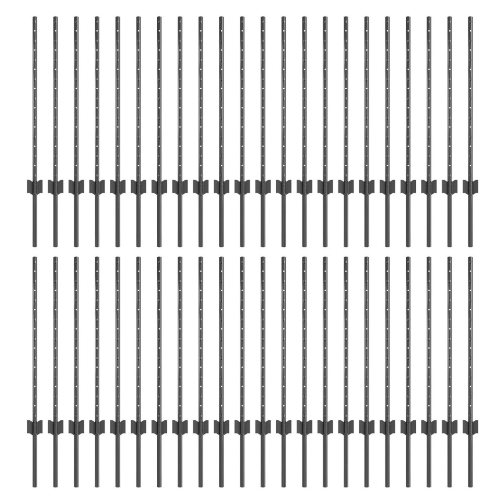 vidaXL Stâlpi de gard argintii 44 pcs Gri 100 x 0.8 m Oțel