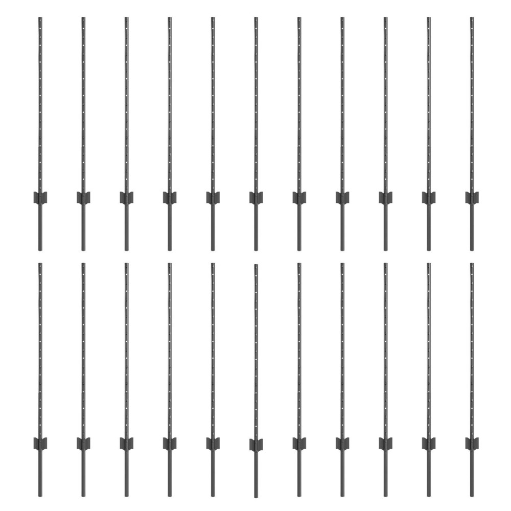 vidaXL Stâlpi de gard argintii 44 pcs Gri Înălțime de 1 m. Metal