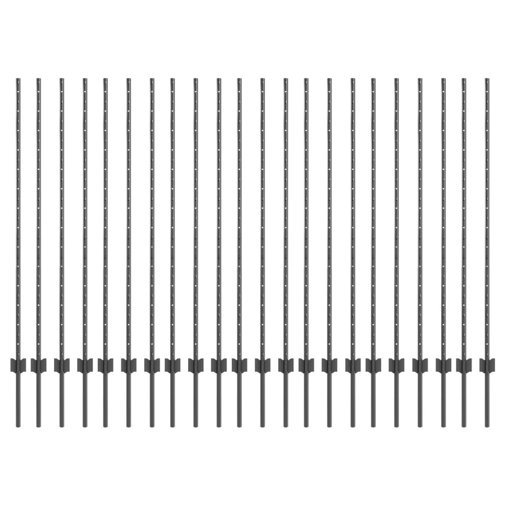 vidaXL Stâlpi de gard argintii 44 pcs Gri 140 cm Metal