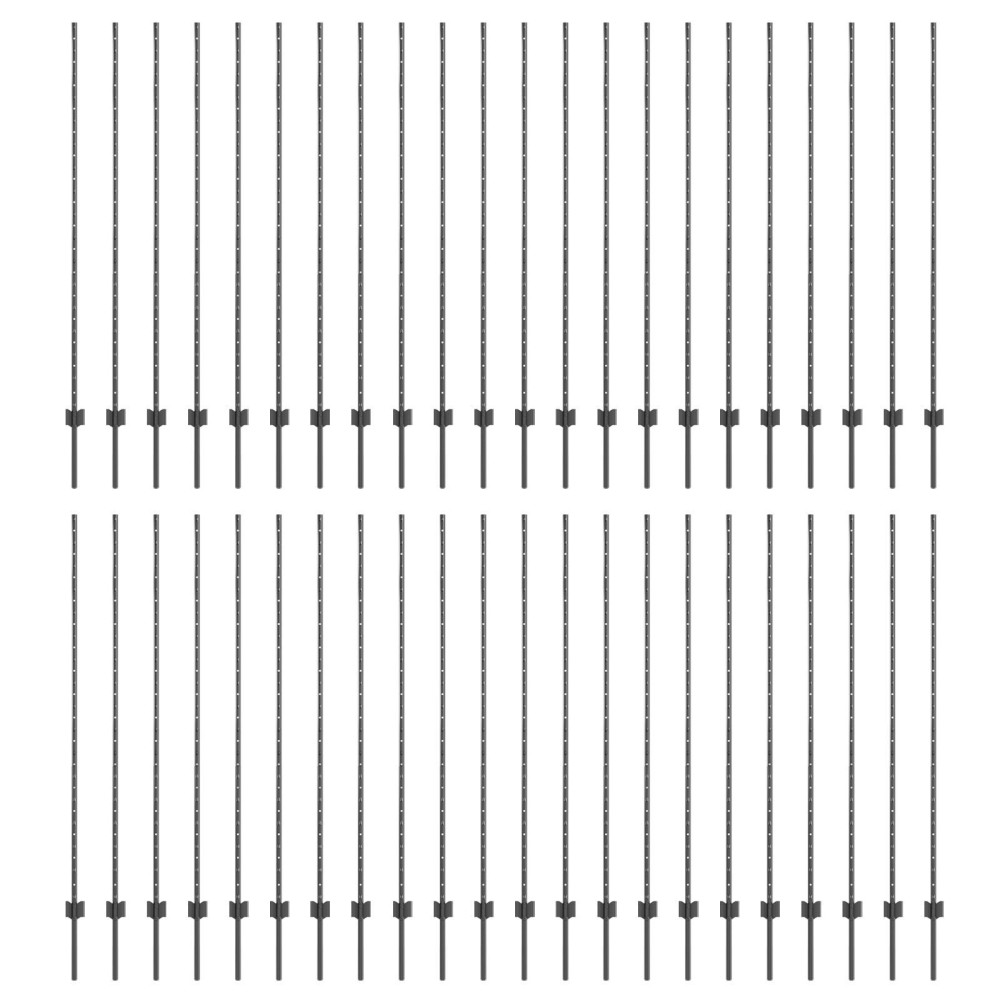 vidaXL Stâlpi de gard argintii 44 pcs Gri Standard