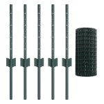vidaXL Gard Euro cu 5 Stâlpi U Verde 0.4x10 m Oțel