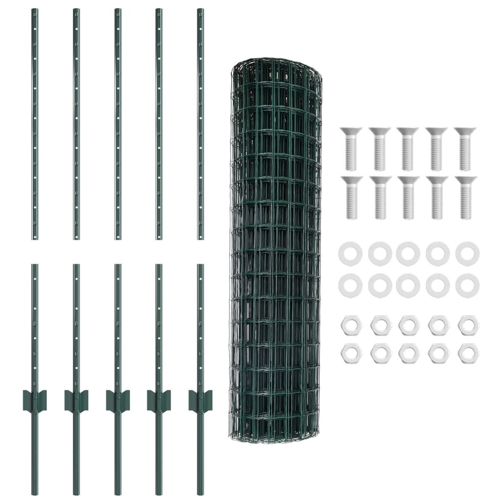 vidaXL Îngrădire cu stâlpi Verde 1 x 10 m Oțel