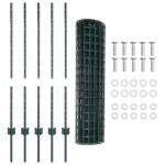 vidaXL Îngrădire cu stâlpi Verde 1 x 10 m Oțel
