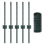 vidaXL Îngrădire cu stâlpi Verde 0.4 x 10 m Oțel