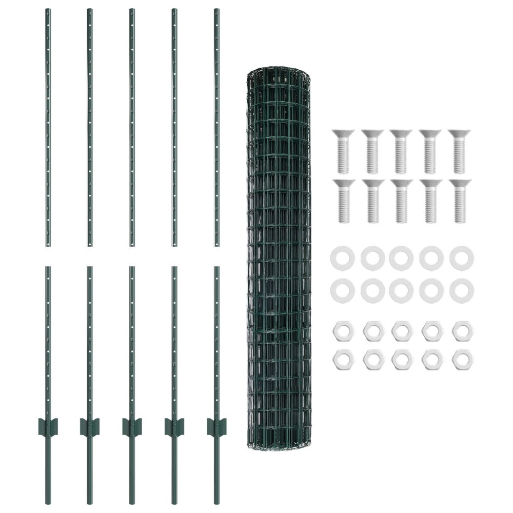 vidaXL Gard cu Stâlp Verde 1,4 x 10 m Oțel și PVC