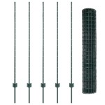 vidaXL Gard cu Stâlp Verde 1,4 x 10 m Oțel și PVC