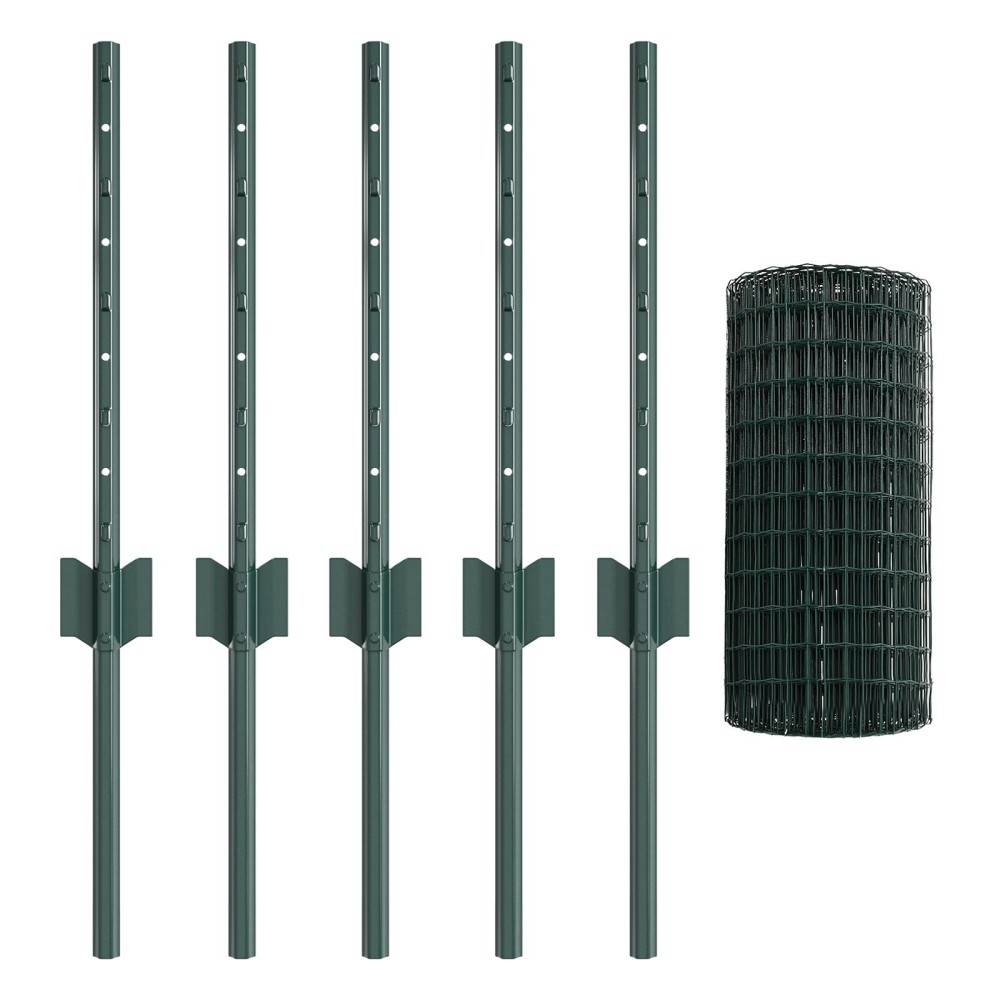vidaXL Îngrădire cu stâlpi Verde 0.4 x 10 m Oțel
