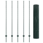 vidaXL Îngrădire cu stâlpi Verde 1.5 x 10 m Oțel