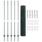 vidaXL Îngrădire cu stâlpi Verde 1.5 x 10 m Oțel