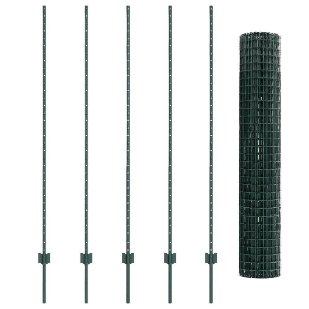 vidaXL Îngrădire cu stâlpi Verde 1.6 x 10 m Oțel