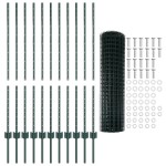 vidaXL Gard cu Stâlp Verde 1,2 x 25 m Oțel și PVC