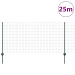 vidaXL Gard Euro cu 11 Stâlpi Verzi 1x25 m Oțel