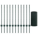 vidaXL Set Împrejmuire Grădină Metalică Set de 2 Verde Metal 25 m