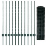 vidaXL Îngrădire cu stâlpi Verde 1 x 25 m Oțel