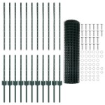 vidaXL Îngrădire cu stâlpi Verde 1 x 25 m Oțel