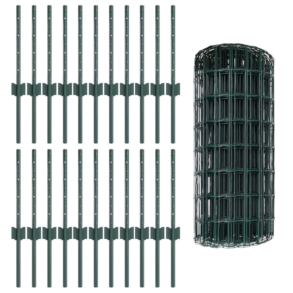 vidaXL Îngrădire cu stâlpi Verde 0.4 x 50 m Oțel