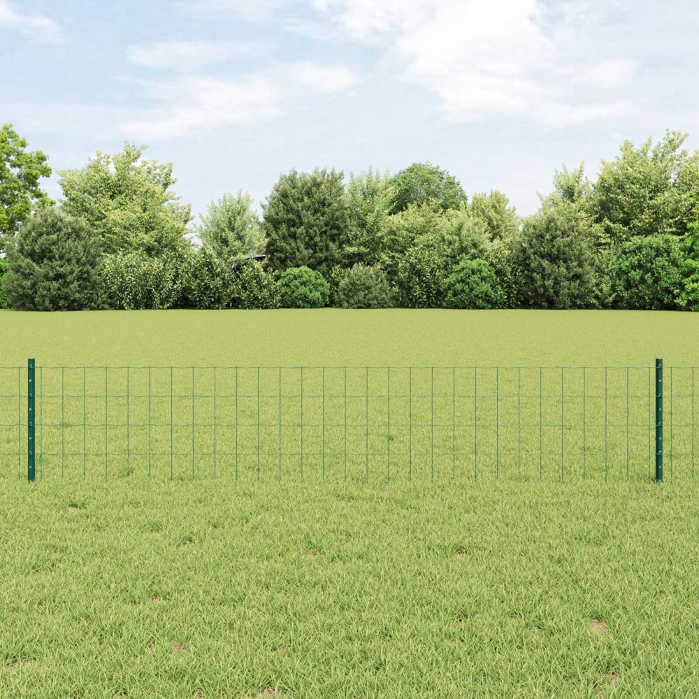 vidaXL Îngrădire cu stâlpi Verde 0.4 x 50 m Oțel
