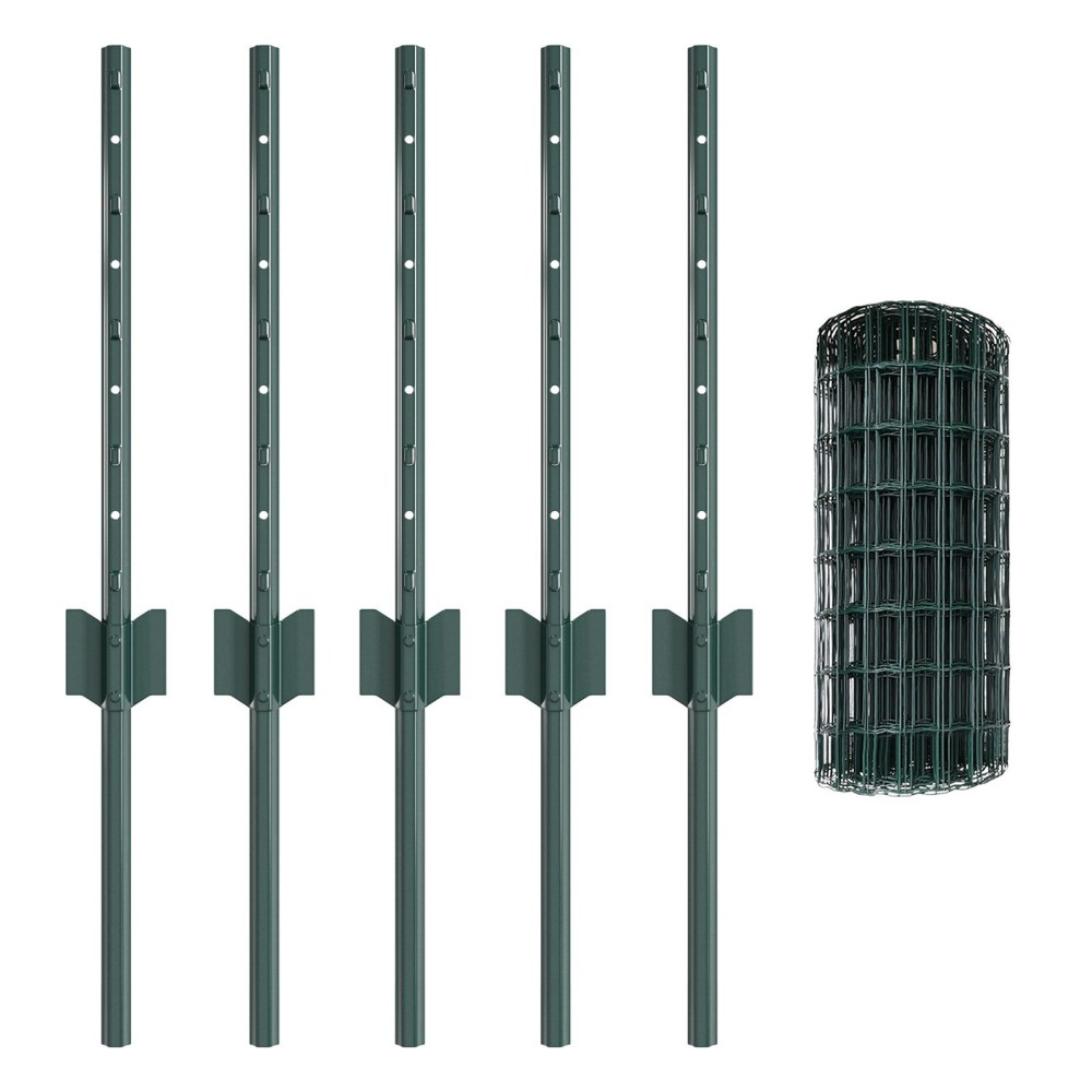 vidaXL Îngrădire cu stâlpi Verde 0.4 x 10 m Oțel