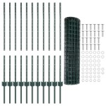 vidaXL Îngrădire cu stâlpi Verde 1 x 25 m Oțel
