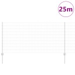 vidaXL Îngrădire cu stâlpi Argintiu 1 x 25 m Oțel