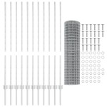 vidaXL Îngrădire cu stâlpi Argintiu 1.2 x 25 m Oțel vidaXL Îngrădire cu stâlpi Argintiu 1.2 x 25 m Oțel