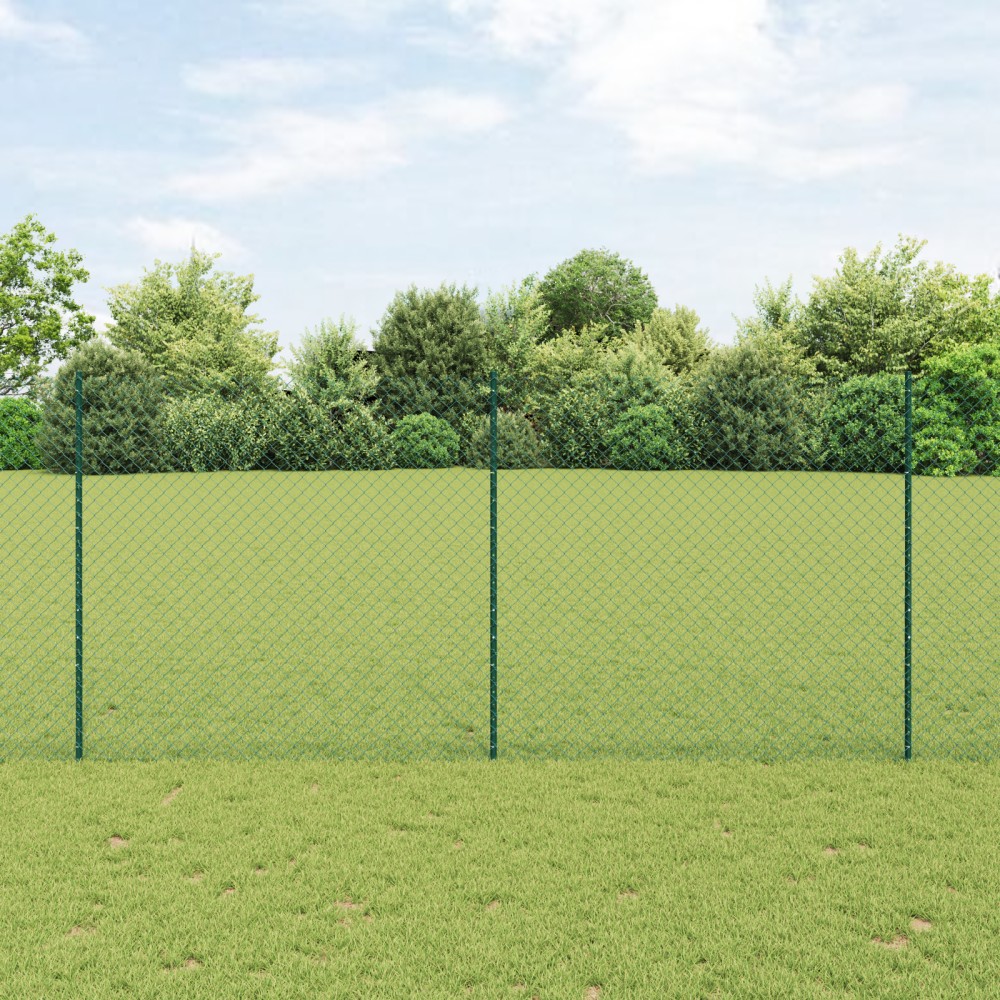 vidaXL Îngrădire cu stâlpi Verde 1.4 x 10 m Oțel