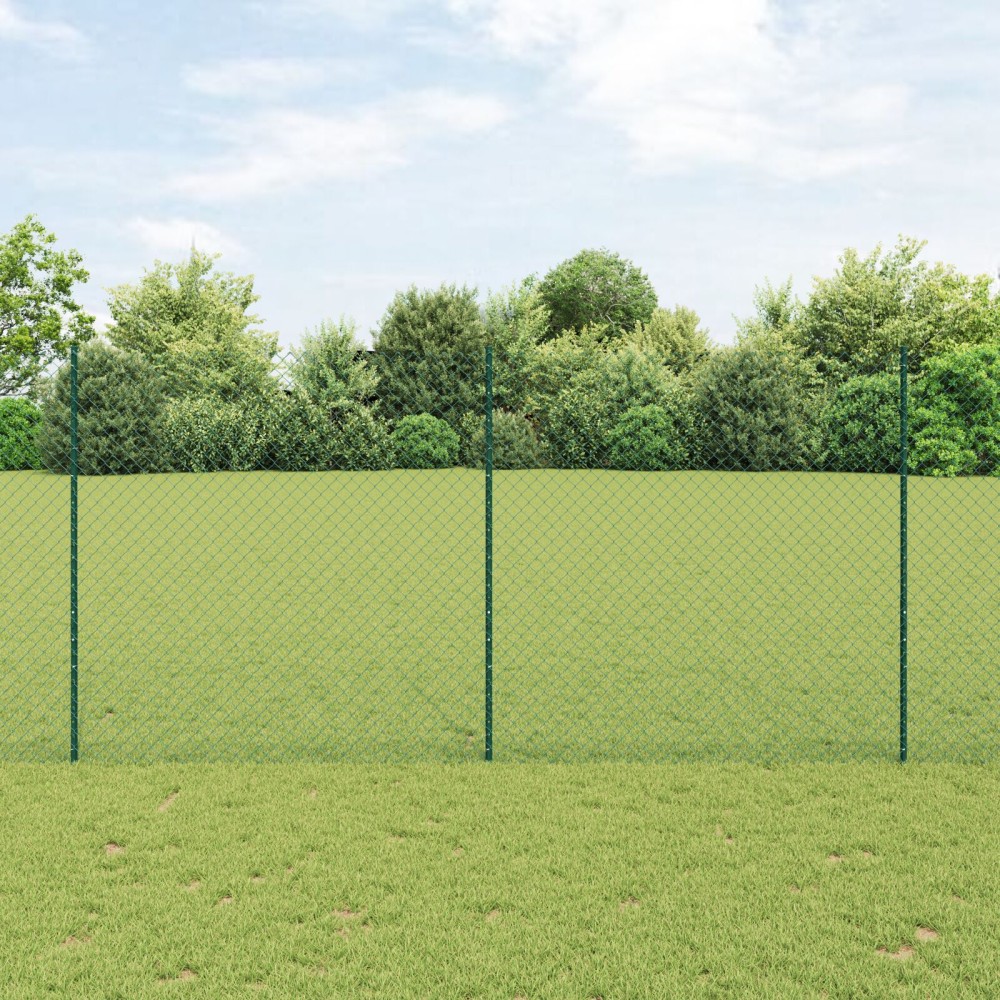 vidaXL Îngrădire cu stâlpi Verde 1.6 x 10 m Oțel