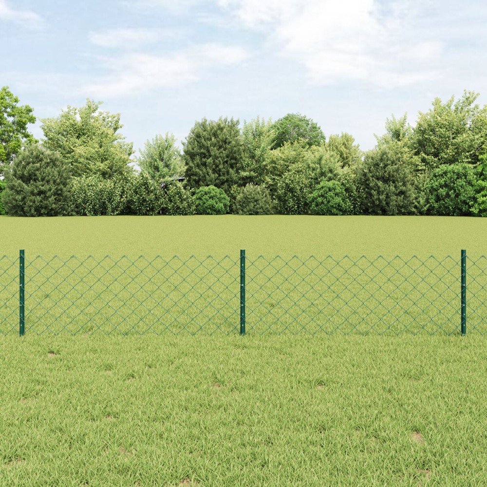 vidaXL Îngrădire cu stâlpi Verde 0.4 x 10 m Oțel