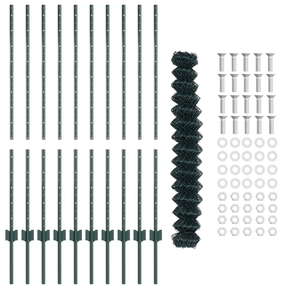 vidaXL Gard cu Stâlp Verde 1,2 x 10 m Oțel și PVC