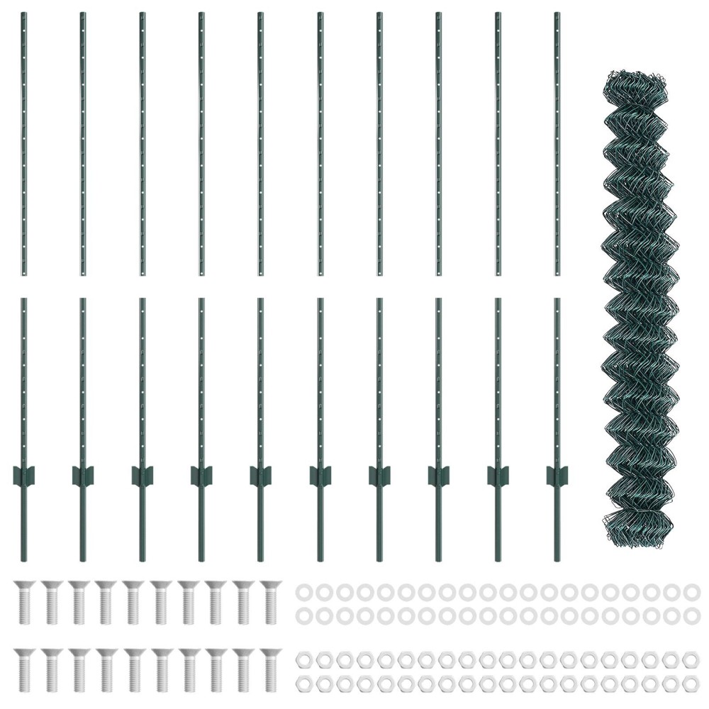 vidaXL Gard cu Stâlp Verde 1,4 x 10 m Oțel și PVC