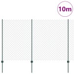 vidaXL Îngrădire cu stâlpi Verde 1.6 x 10 m Oțel